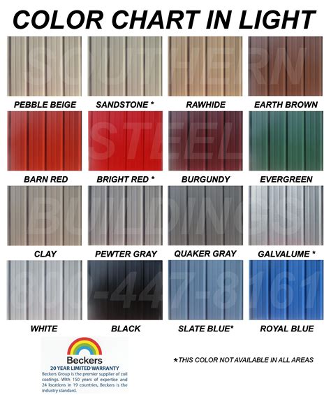 metal siding color charts